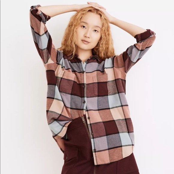 Pink and Blue Madewell Flannel -S - Picture 2 of 6